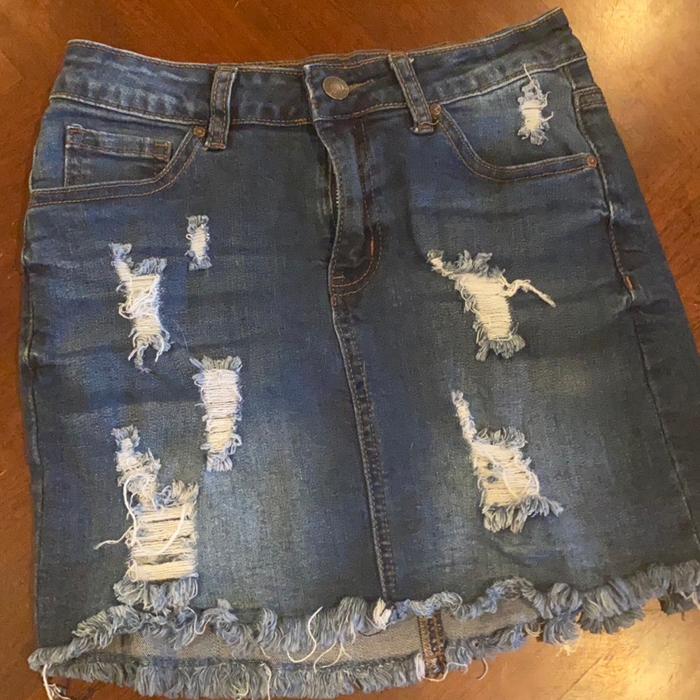 Pencil denim mini skirt